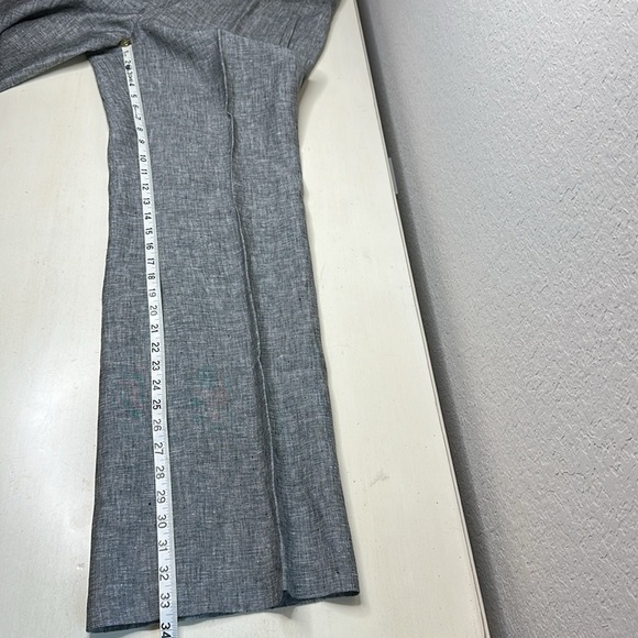 Banana Republic 100% Linen Dark Marled Grey The Martin Fit Trouser Pants Size 14 - Picture 11 of 12